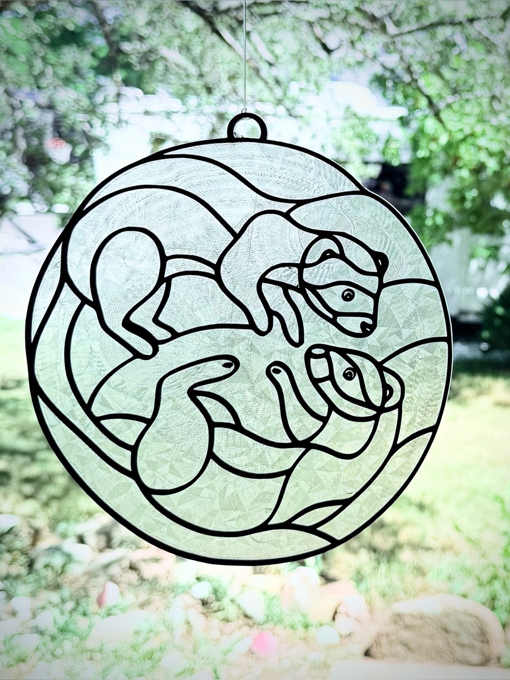 Ferrets Playing Suncatcher, Color Your Own Stained Glass Window Decor